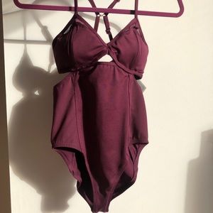Yoga Ballet Workout Bodysuit Burgundy Top